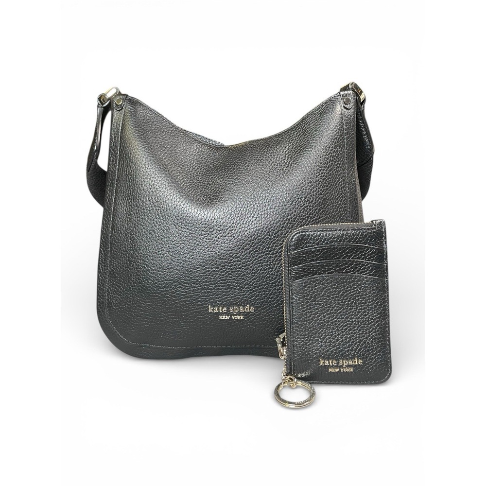 Kate Spade New York Roulette Pebbled Leather Messenger Bag & Wallet Black